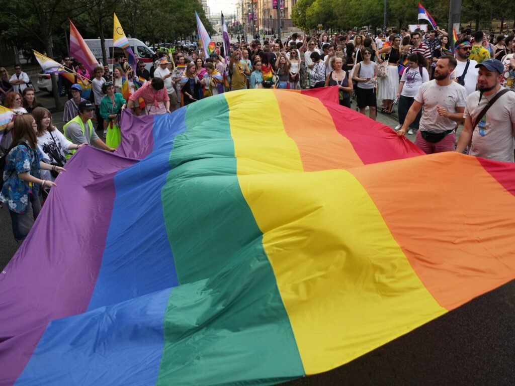 Pride march in Serbia condemns police violence at antigovernment rallies | Protests News