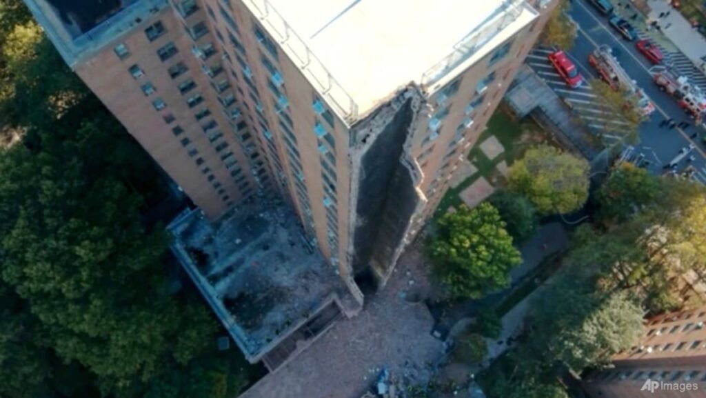 Part of a high-rise apartment building in New York City collapses, no injuries reported