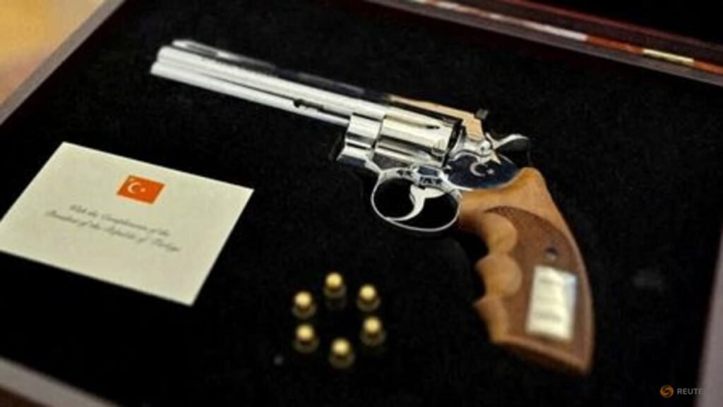 One revolver, six bullets: Turkish president’s ‘unusual’ gift to NATO leaders
